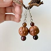 Украшения handmade. Livemaster - original item Earrings with pomegranate, coffee agate and ceramic beads. Handmade.