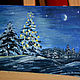 Order Picture miniature Christmas tree in the forest, 15 x 10, oil, with frame. Valeria. Livemaster. . Pictures Фото №3