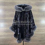 Одежда handmade. Livemaster - original item Graphite-colored arctic fox fur poncho. Handmade.