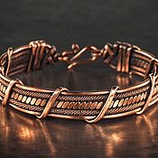 Медный кафф-браслет Уникальный дизайн Плетение из проволоки wire wrap