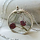 Transparent round large pendant with real red berries. Pendant. Creative workshop. Online shopping on My Livemaster.  Фото №2