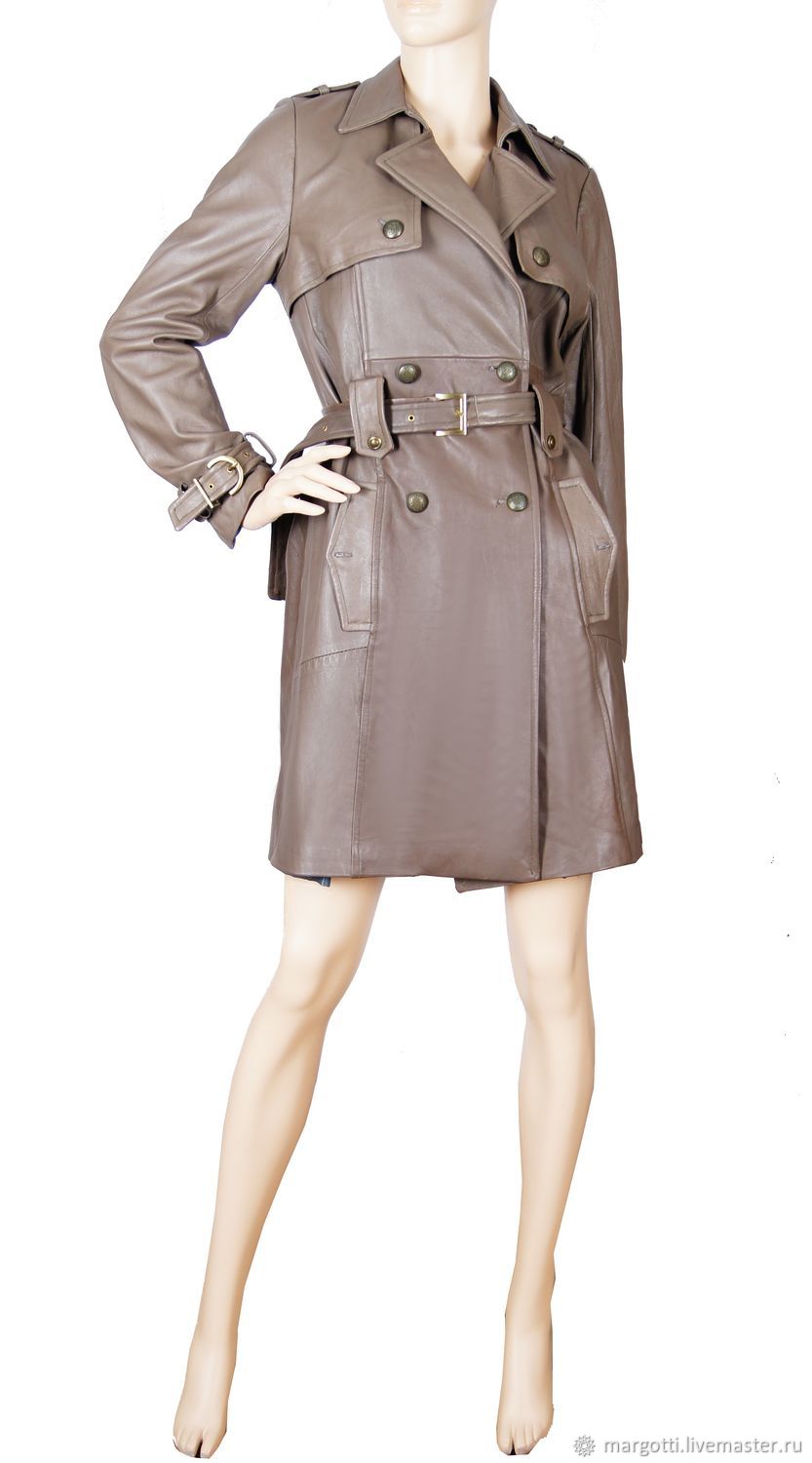 Classic trench coat made of genuine leather gray, Raincoats and Trench Coats, Nelidovo,  Фото №1