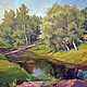 River Knox in Derbyshki. Oil painting landscape, Pictures, Kazan,  Фото №1
