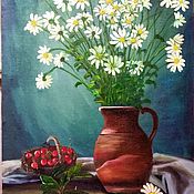 Картины и панно handmade. Livemaster - original item Oil Painting White Daisies Still Life. Handmade.