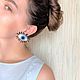 Заказать Серьги голубые глаза, Новогодний подарок. Annka Soutache Украшения из сутажа. Ярмарка Мастеров. . Серьги-пусеты Фото №3