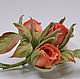 Cloth flowers Brooch - a bouquet of roses 'Orange mood', Brooches, Lyubertsy,  Фото №1