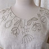 Одежда handmade. Livemaster - original item Linen blouse with one-piece sleeves and hand embroidery. Handmade.
