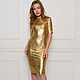 Gold cotton sheath dress, form-fitting dress, gold dress. Dresses. mozaika-rus. My Livemaster. Фото №4