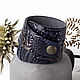 Leather bracelet, collection of Herbs, Night, Cuff bracelet, Ivanovo,  Фото №1