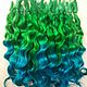 Natural hair for dolls (Ombre Green/Aquamarine), Doll hair, Kamyshin,  Фото №1