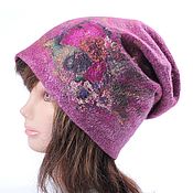 Аксессуары handmade. Livemaster - original item Women`s Beanie Hat with Floral ornament. Handmade.