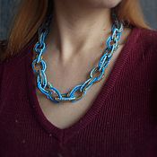 Украшения handmade. Livemaster - original item Large bead chain blue with gold. Handmade.