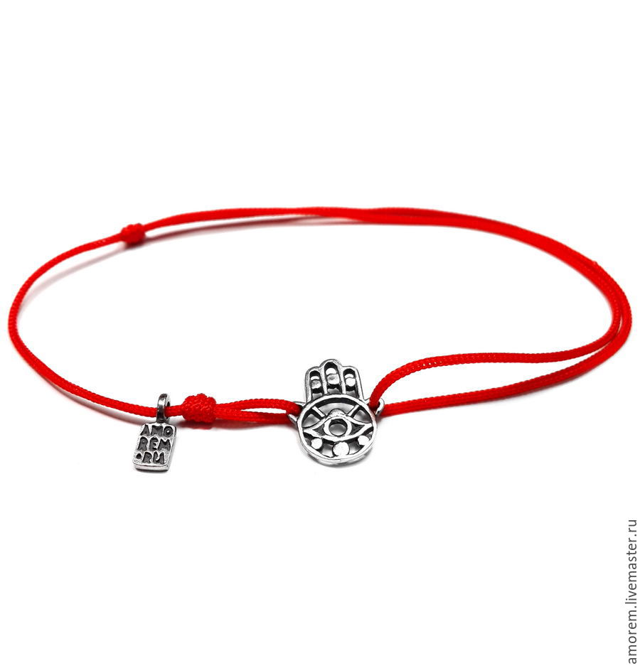 Hamsa Bracelet (Hand of Fatima), 925 silver, Bracelet thread, Moscow,  Фото №1