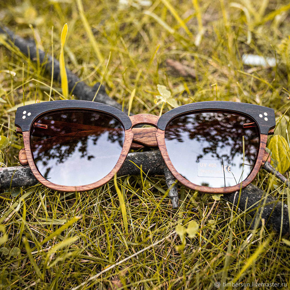 "Hush Brown G" солнцезащитные очки из дерева, ручная работа, Очки, Москва,  Фото №1