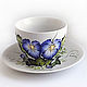Decorative vase with painted ' Pansy', Single Tea Sets, ,  Фото №1