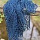 Темно-синяя шаль ( летняя шаль) из льна, льняная шаль. Шали. IRINA GRUDKINA Handmade Knitwear. Ярмарка Мастеров.  Фото №12