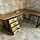 Заказать Стол угловой из дуба в стиле лофт, с ящиками. EasyLOFT. Ярмарка Мастеров. . Столы Фото №3