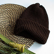 Комплект вязаный мужской : шапка-cнуд-варежки