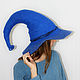 Шляпа синей феи, в наличии 56-58 размер. Карнавальные головные уборы. АТЕЛЬЕ ВОЙЛОКА Катерины Алексеевой. Ярмарка Мастеров.  Фото №5