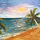 Painting Sea palm trees oil painting palm trees on the beach, Pictures, Sergiev Posad,  Фото №1