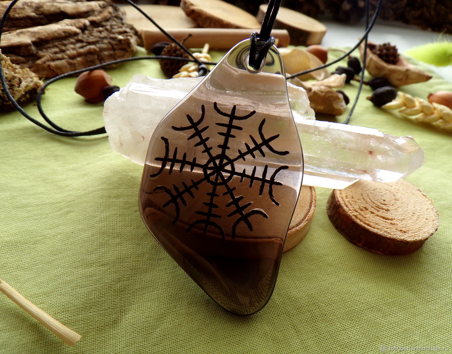 Amulet Helm of Terror on black Obsidian, Amulet, Ekaterinburg,  Фото №1