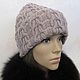 Knitted hat with arans in the color of mink, Caps, Petrozavodsk,  Фото №1