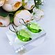 Серьги-листочки с кристаллами Сваровски Peridot. Серьги классические. KIRA Jewelry. Ярмарка Мастеров.  Фото №4