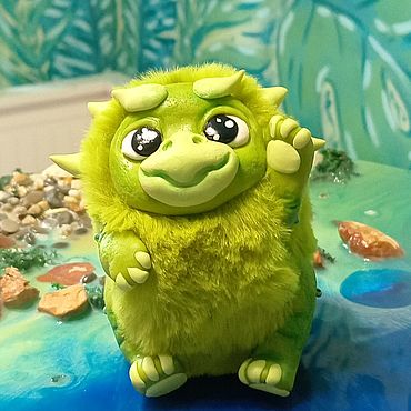 Куклы и игрушки ручной работы. Ярмарка Мастеров - ручная работа Динозаврик фентези Такоша. Сувенирная игрушка. Динотерра. Handmade.