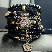 Украшения handmade. Livemaster - original item Leather bracelet with quartz druze in BOHO style 