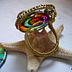 Ring made of brass with stained glass insert 'Rainbow'. Rings. IVA rainbow art. Online shopping on My Livemaster.  Фото №2