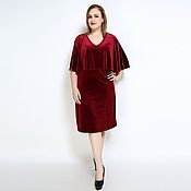 Одежда handmade. Livemaster - original item Plus Size Wine Red Velvet Party Dress. Handmade.
