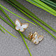 Stylish gold butterfly stud earrings with iridescent mother-of-pearl, Stud earrings, Ekaterinburg,  Фото №1