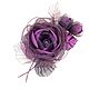Plum Waltz. Brooch with handmade flowers from fabric. BOUQUET, Brooches, St. Petersburg,  Фото №1