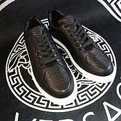Обувь ручной работы handmade. Livemaster - original item Sneakers made of genuine crocodile and cattle leather, black color, handmade.. Handmade.