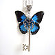 Transparent Pendant Key Black Blue Butterfly Vintage Key on a Chain 2. Pendants. WonderLand. My Livemaster. Фото №6