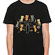 Cotton T-shirt ' Cat Ritual', T-shirts and undershirts for men, Moscow,  Фото №1