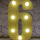 Цифра 6 (шесть) с подсветкой 7 ламп для фотозоны на праздник, Объемные цифры и буквы, Тула,  Фото №1
