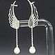 Angel Wings Earrings with pearls in 925 Sterling Silver DD0088. Cuff Earrings. Sunny Silver. My Livemaster. Фото №4