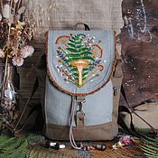 Сумки и аксессуары handmade. Livemaster - original item Backpack made of linen and canvas with embroidery 
