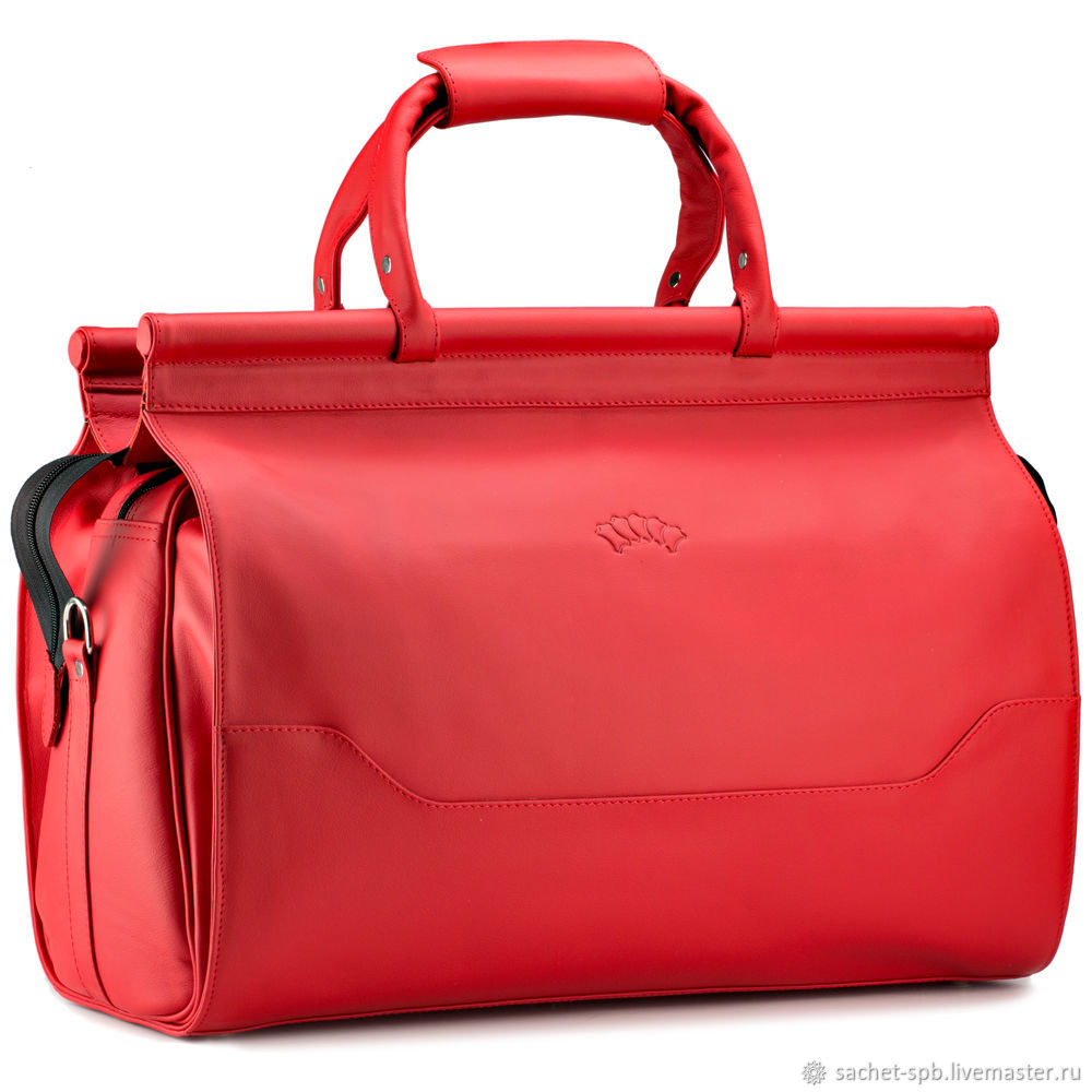 Leather travel bag 'Harry' (red), Valise, St. Petersburg,  Фото №1