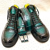 Обувь ручной работы handmade. Livemaster - original item Sneakers and belt, men`s set of genuine crocodile leather.. Handmade.
