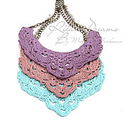 Украшения handmade. Livemaster - original item Necklace made of linen knitted openwork three colors purple pink blue len. Handmade.