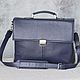 Men's business leather briefcase 'Richard' (Dark blue). Brief case. DragonBags - Men's accessories. Online shopping on My Livemaster.  Фото №2
