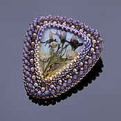 Украшения handmade. Livemaster - original item Brooch-pendant made of beads with dried flowers. Handmade.