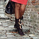 botas: INDIANINI marrón-botas Italianas hechas a mano, High Boots, Rimini,  Фото №1
