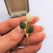 Винтаж handmade. Livemaster - original item Brooch vintage: Miniature brooch, jade, coral. Handmade.