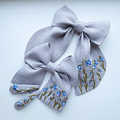 Украшения handmade. Livemaster - original item Bow Hairpin Linen Embroidery Proleski. Handmade.