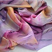 Шелковый шарф-палантин "Холодное пламя" фиолетовый