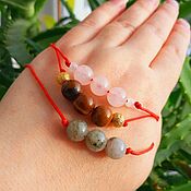 Фен-шуй и эзотерика handmade. Livemaster - original item Three Bracelets red thread with stones for love, finance, money and protection. Handmade.