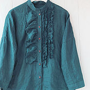 Одежда handmade. Livemaster - original item Boho blouse with ruffles made of 100% linen. Handmade.